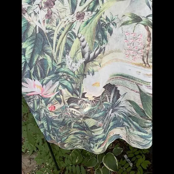H& M Conscious Collection Tropical print sheer Shirt Size 12 100% Recycled - Picture 11 of 11